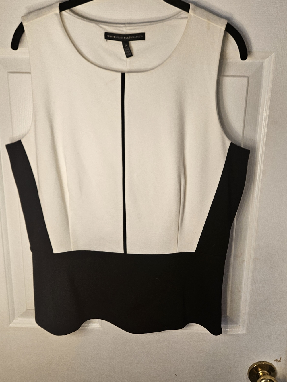 White House Black Market Black & White Sleeveless Peplum Tank